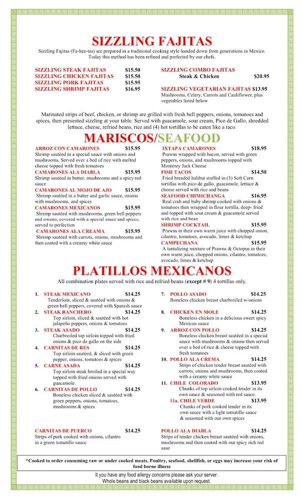 Ixtapa Restaurant Menu image 1