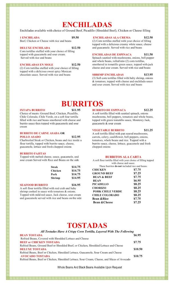 Ixtapa Restaurant Menu image 2
