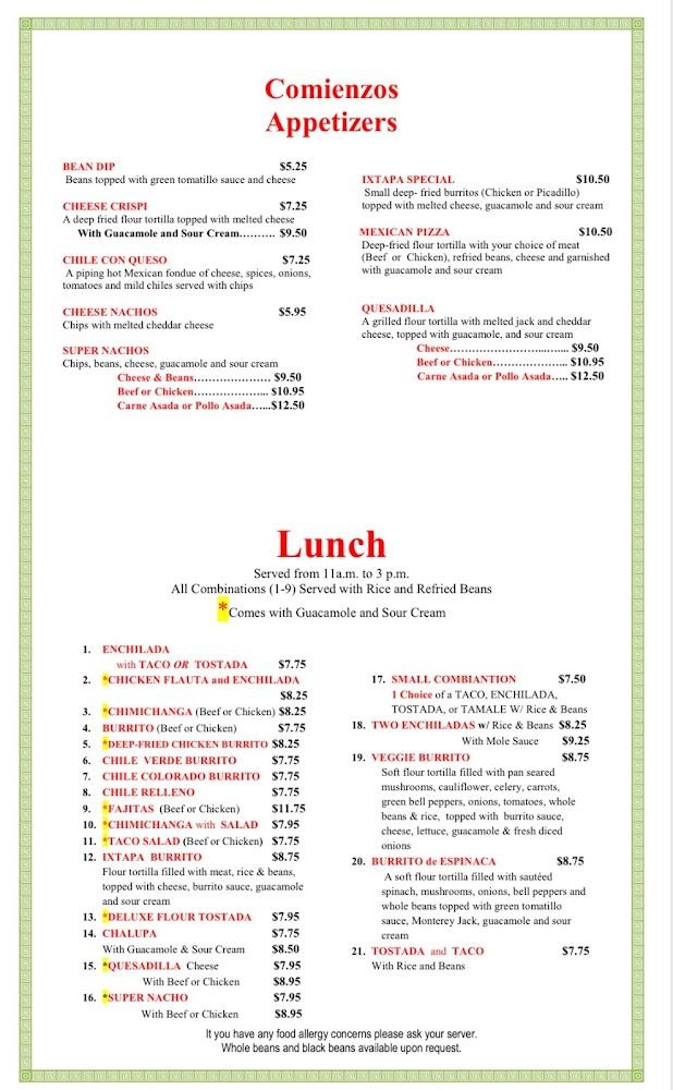 Ixtapa Restaurant Menu image 3